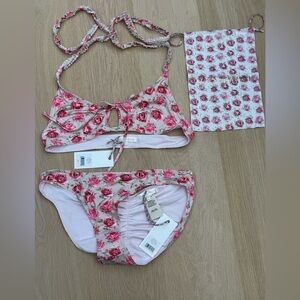 LoveShackFancy Pink Floral Bikini Bottoms